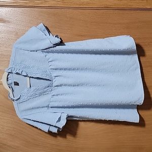 NWOT Shein Blue lace and polka dot shirt, size medium